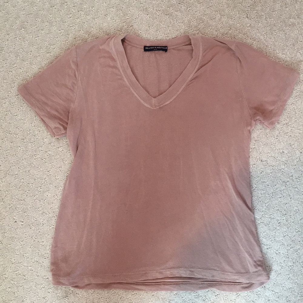 peach V-neck brandy melville t shirt